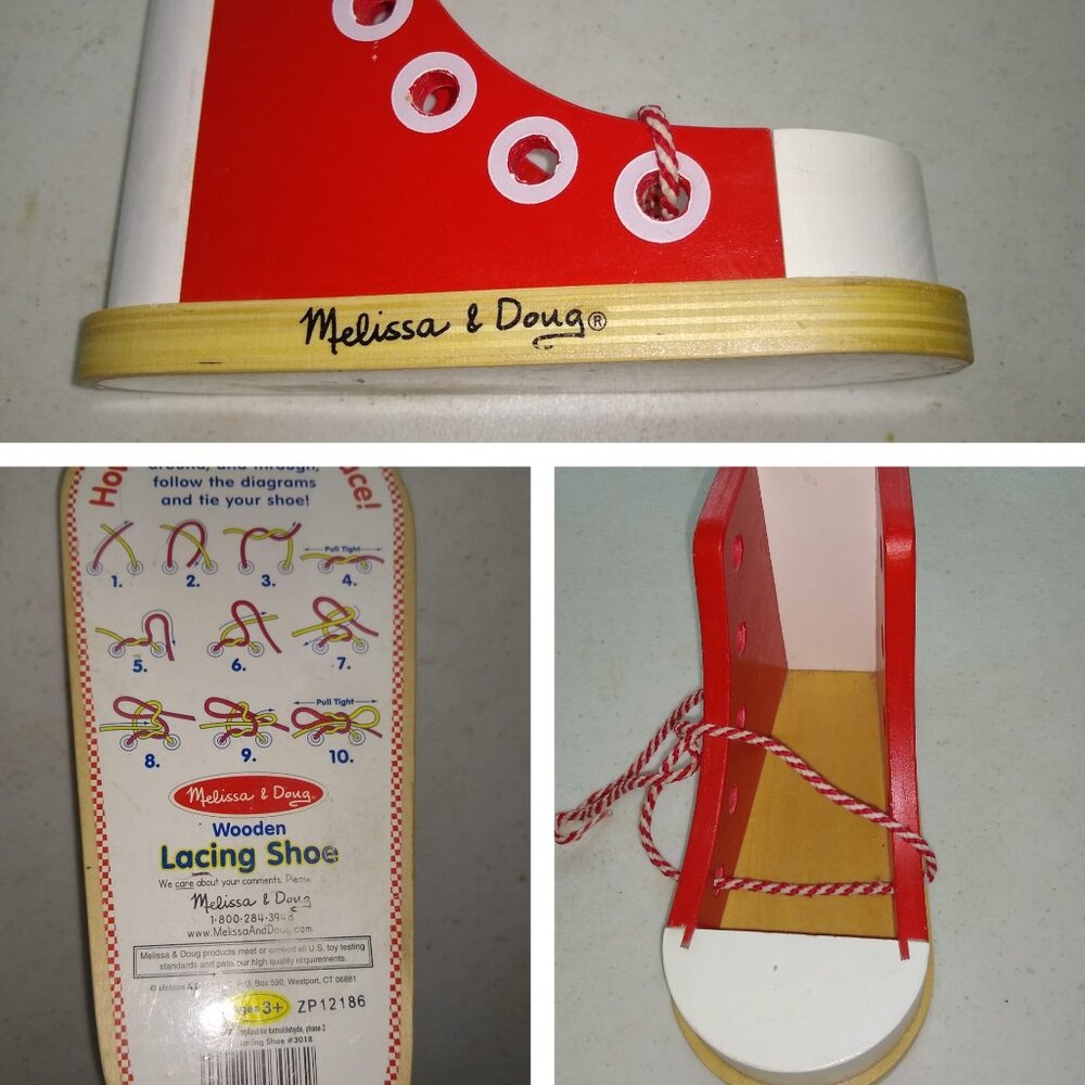 Melissa & Doug Deluxe Wood Lacing Sneaker Used